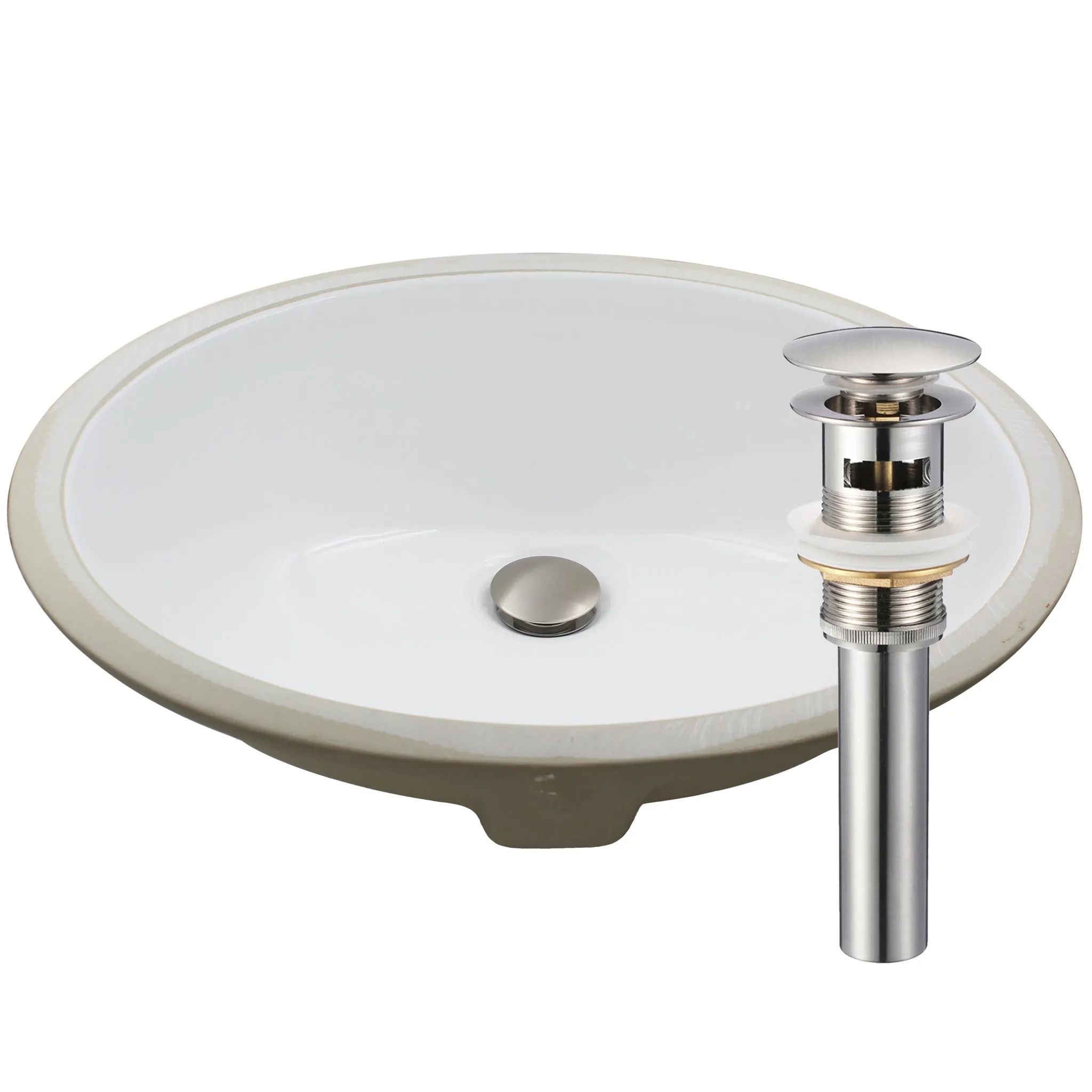 Oval Undermount White Porcelain Sink with Overflow, NP-U191307