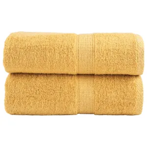 Premium Guest Towels 2pcs Gold 30x50cm 600gsm 100% Cotton