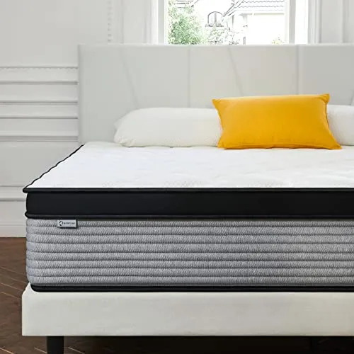 Queen Mattress,SSECRETLAND 12 Inch Hybrid Memory Foam Mattress and Individual Pocket Springs,Queen Bed in a Box with Pressure Relief and Cooler Cover,Soft Queen Size