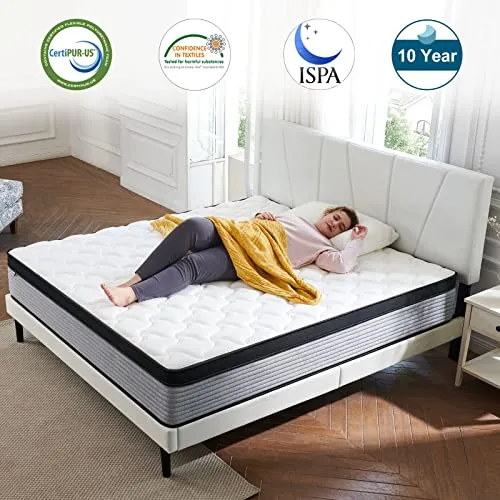 Queen Mattress,SSECRETLAND 12 Inch Hybrid Memory Foam Mattress and Individual Pocket Springs,Queen Bed in a Box with Pressure Relief and Cooler Cover,Soft Queen Size