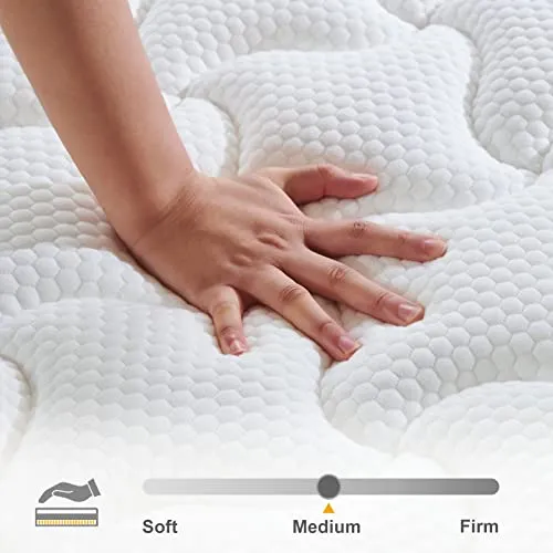 Queen Mattress,SSECRETLAND 12 Inch Hybrid Memory Foam Mattress and Individual Pocket Springs,Queen Bed in a Box with Pressure Relief and Cooler Cover,Soft Queen Size