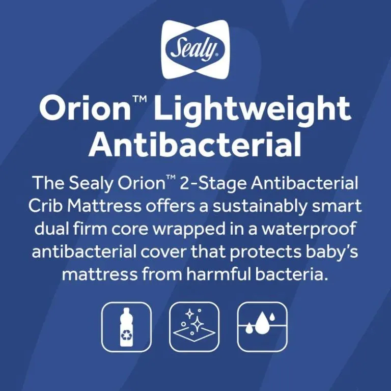 Sealy® Orion™ Lightweight Antibacterial 2-Stage Baby & Toddler Crib Mattress