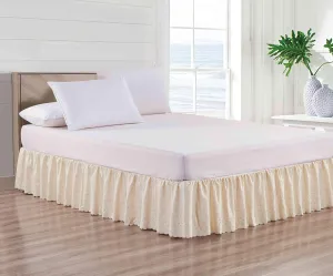 Sheets & Beyond Super Soft Solid Brushed Microfiber 14" Drop Pleated with Embroidery Bed Skirt/Dust Ruffle