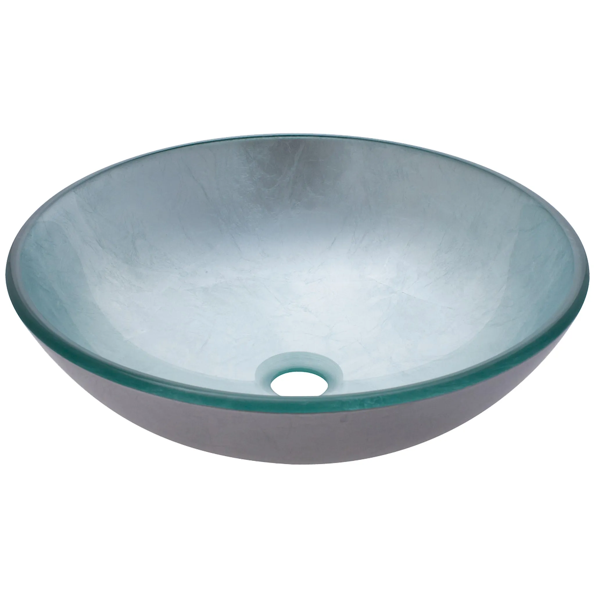 Silver Foiled Round Tempered Glass Vessel Bath Sink TIG-7032