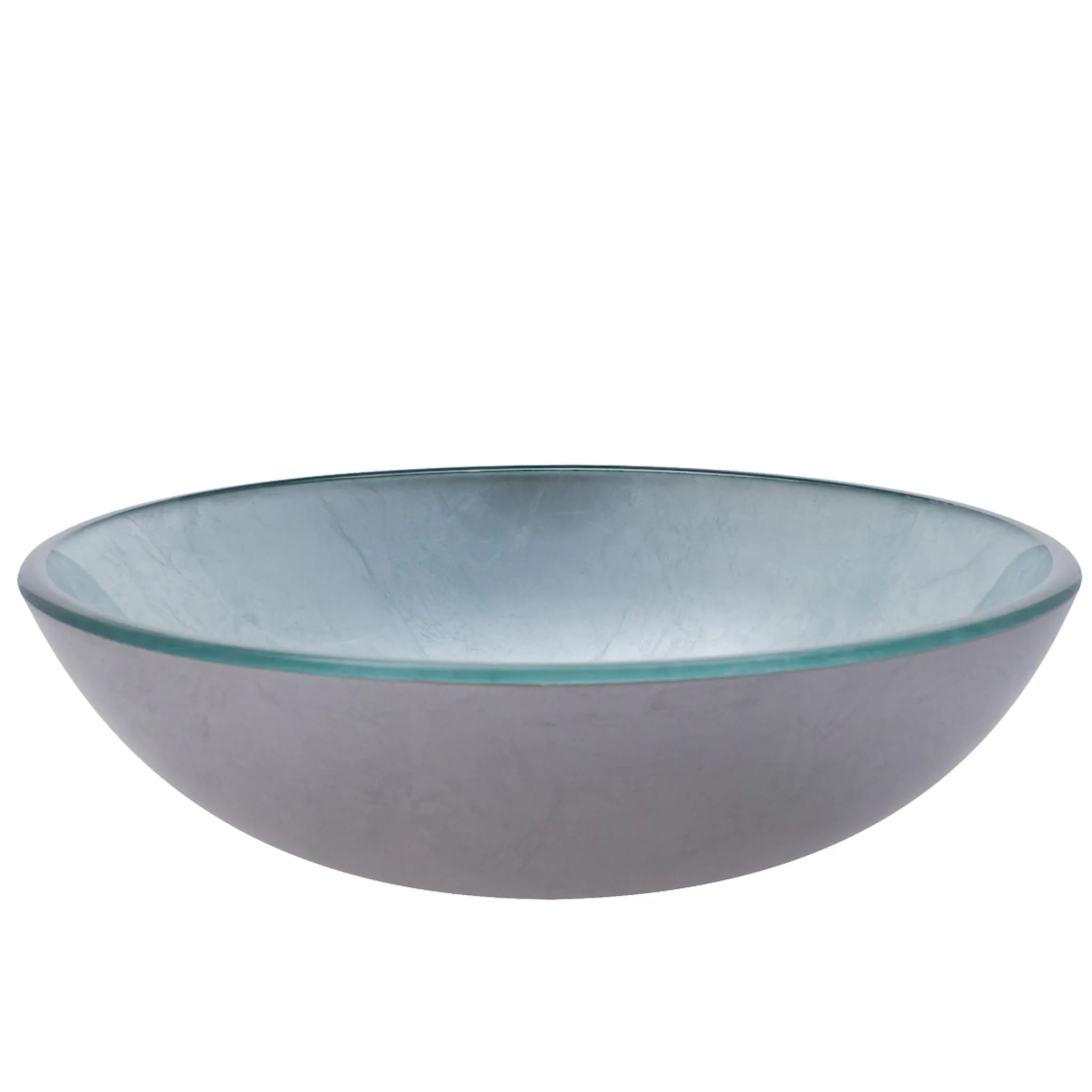 Silver Foiled Round Tempered Glass Vessel Bath Sink TIG-7032