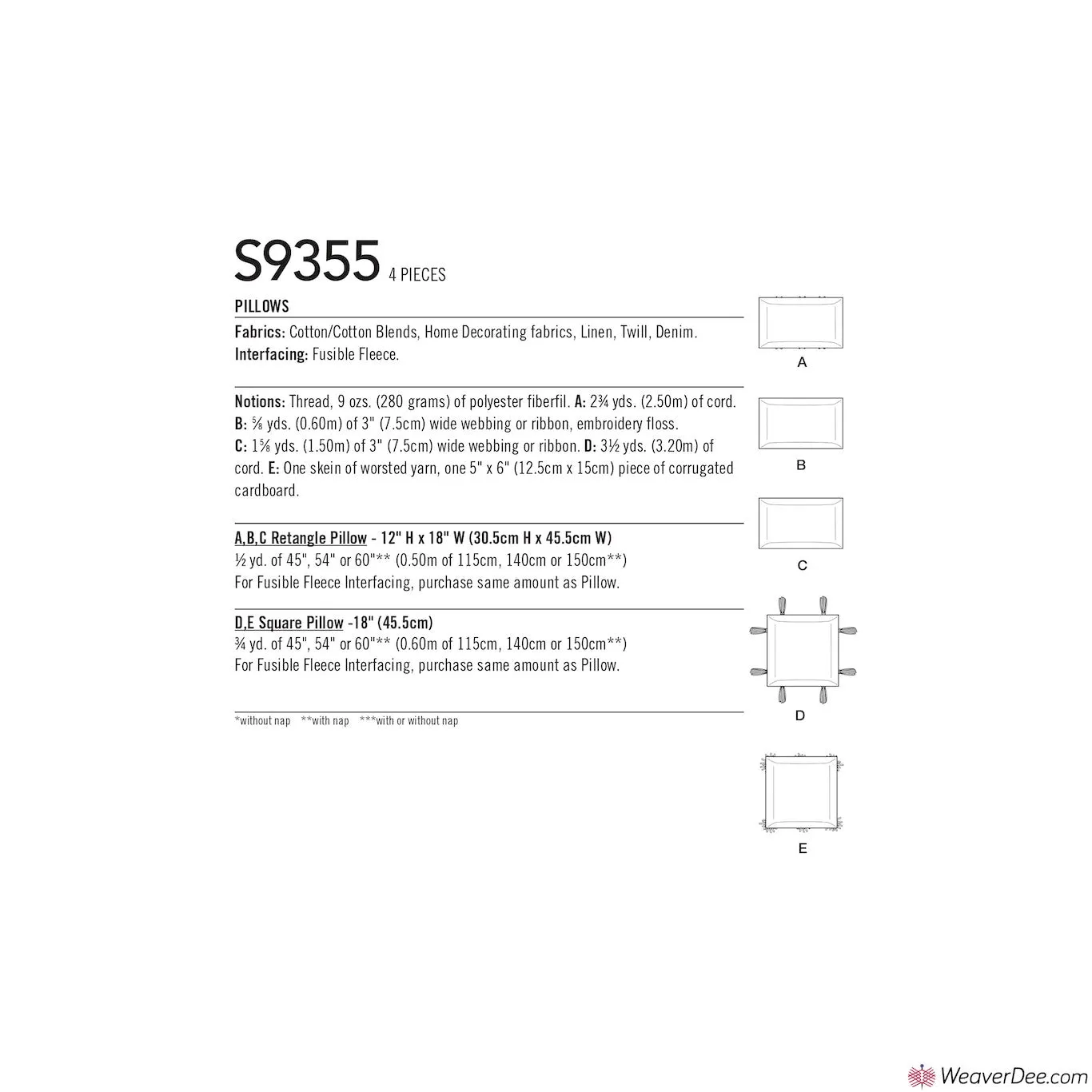 Simplicity Pattern S9355 Pillows