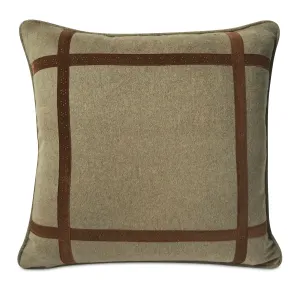 Southwestern Taupe Felt Welt Trim Throw Pillow Cover 17x17