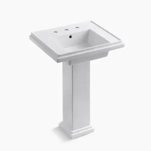 Tresham 19.5" x 24" x 34.63" Fireclay Pedestal Bathroom Sink in White