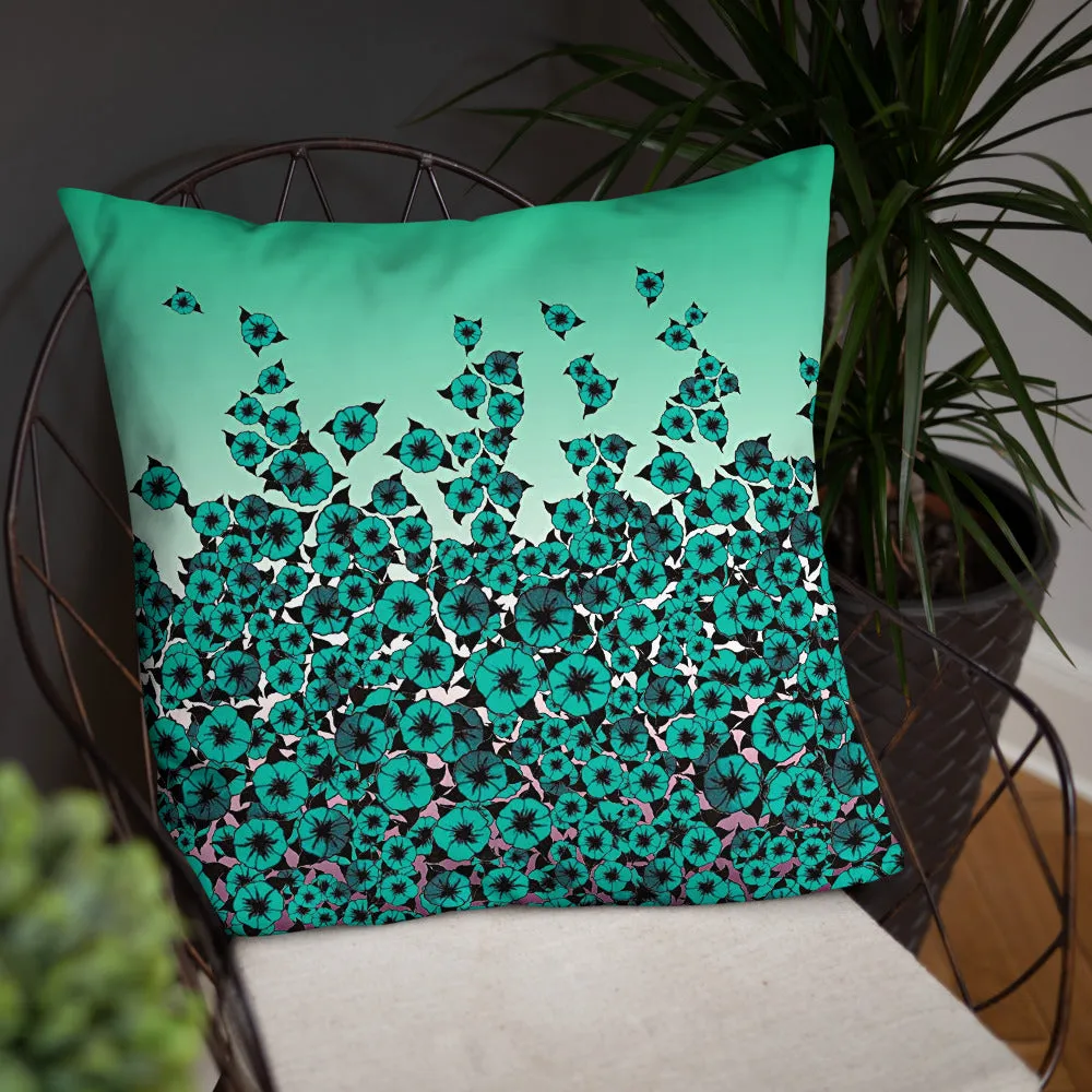 Turquoise Bed of Roses designer Basic Pillow by John A. Conroy