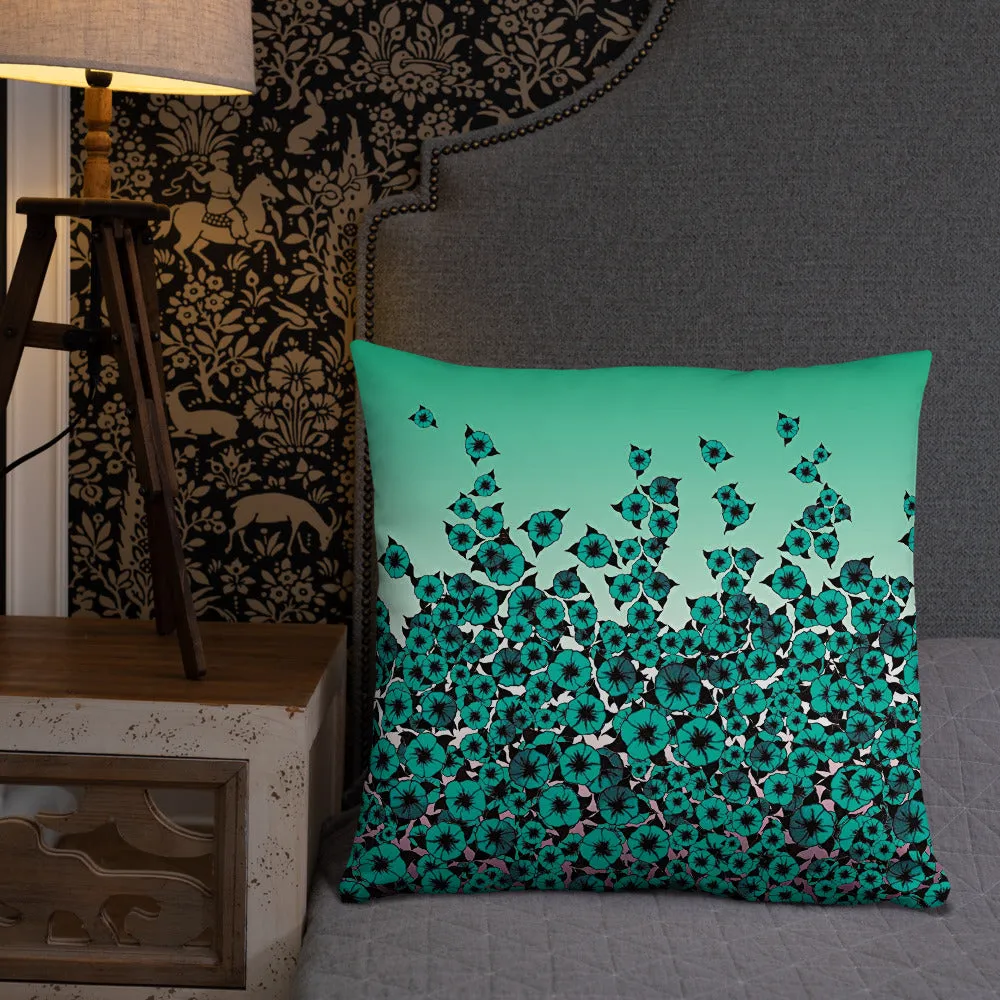 Turquoise Bed of Roses designer Basic Pillow by John A. Conroy