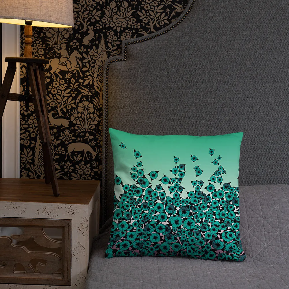 Turquoise Bed of Roses designer Basic Pillow by John A. Conroy