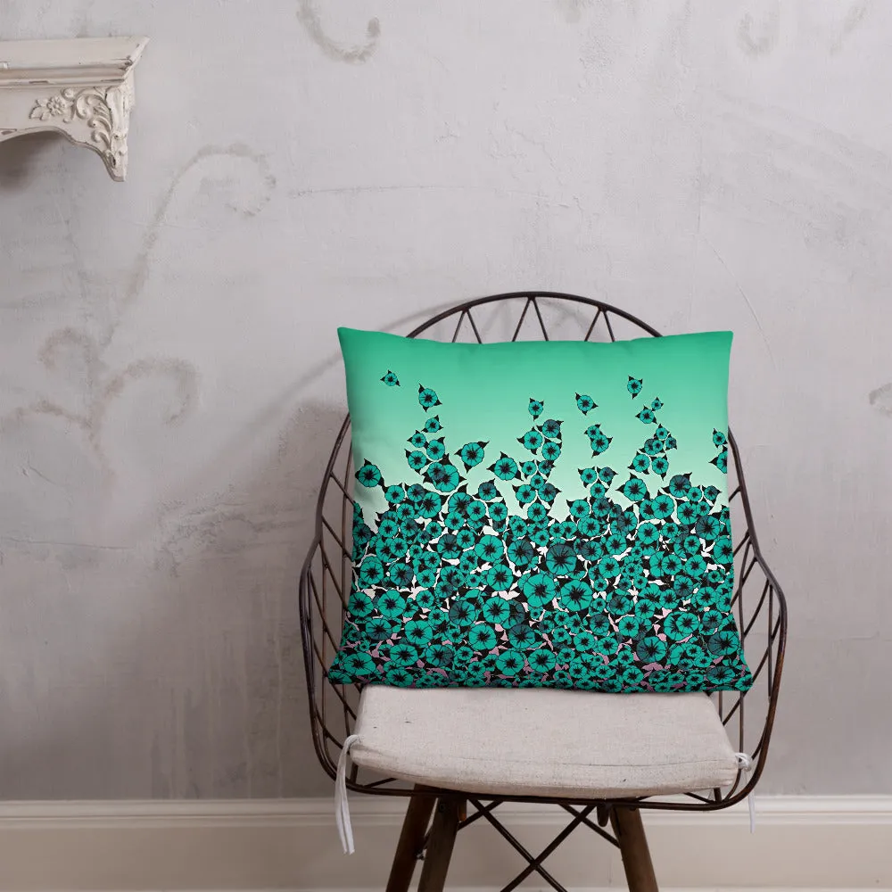 Turquoise Bed of Roses designer Basic Pillow by John A. Conroy