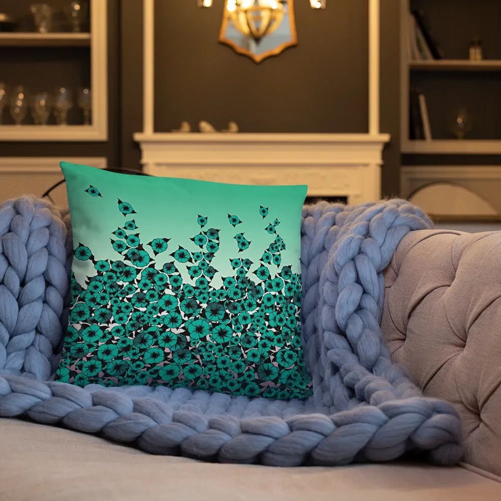 Turquoise Bed of Roses designer Basic Pillow by John A. Conroy