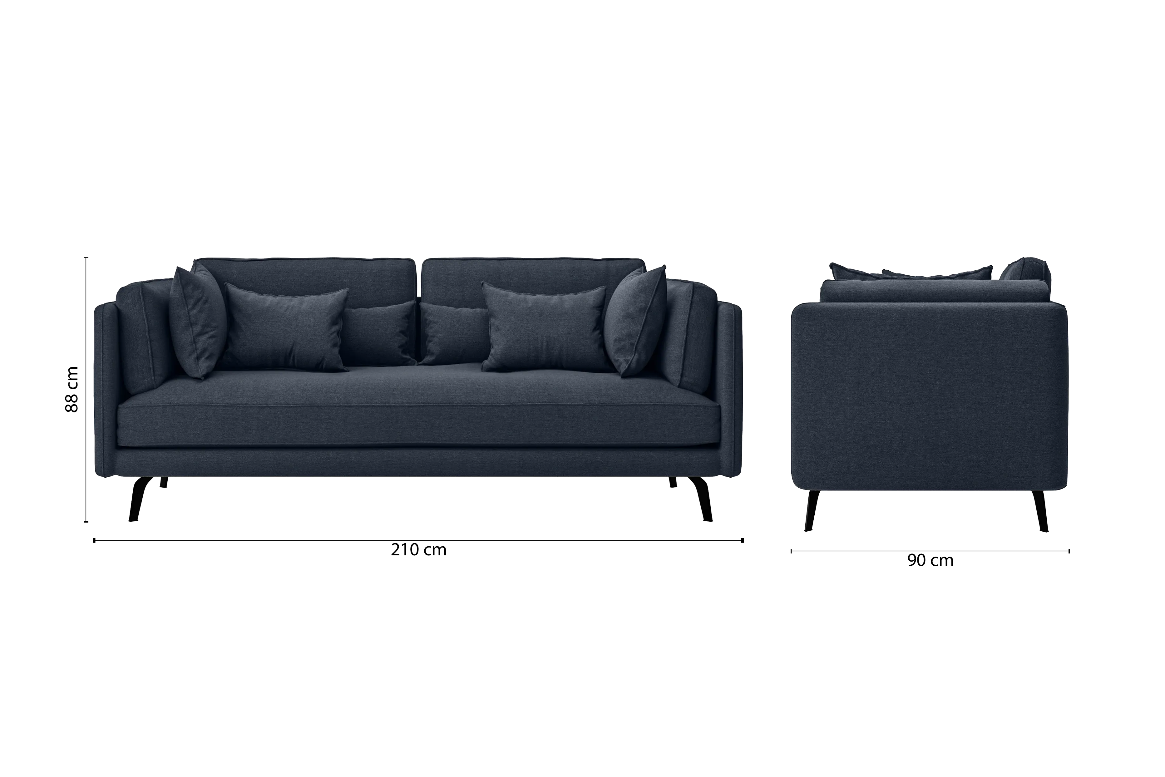 Velletri 3 Seater Sofa Dark Blue Linen Fabric