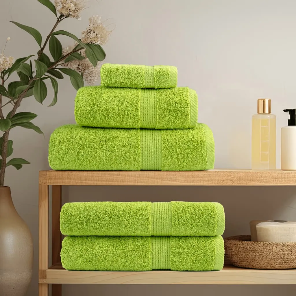 vidaXL 6 Piece Premium Towel Set SOLUND - Apple Green, 600 GSM, Super Soft & Absorbent Cotton Towels