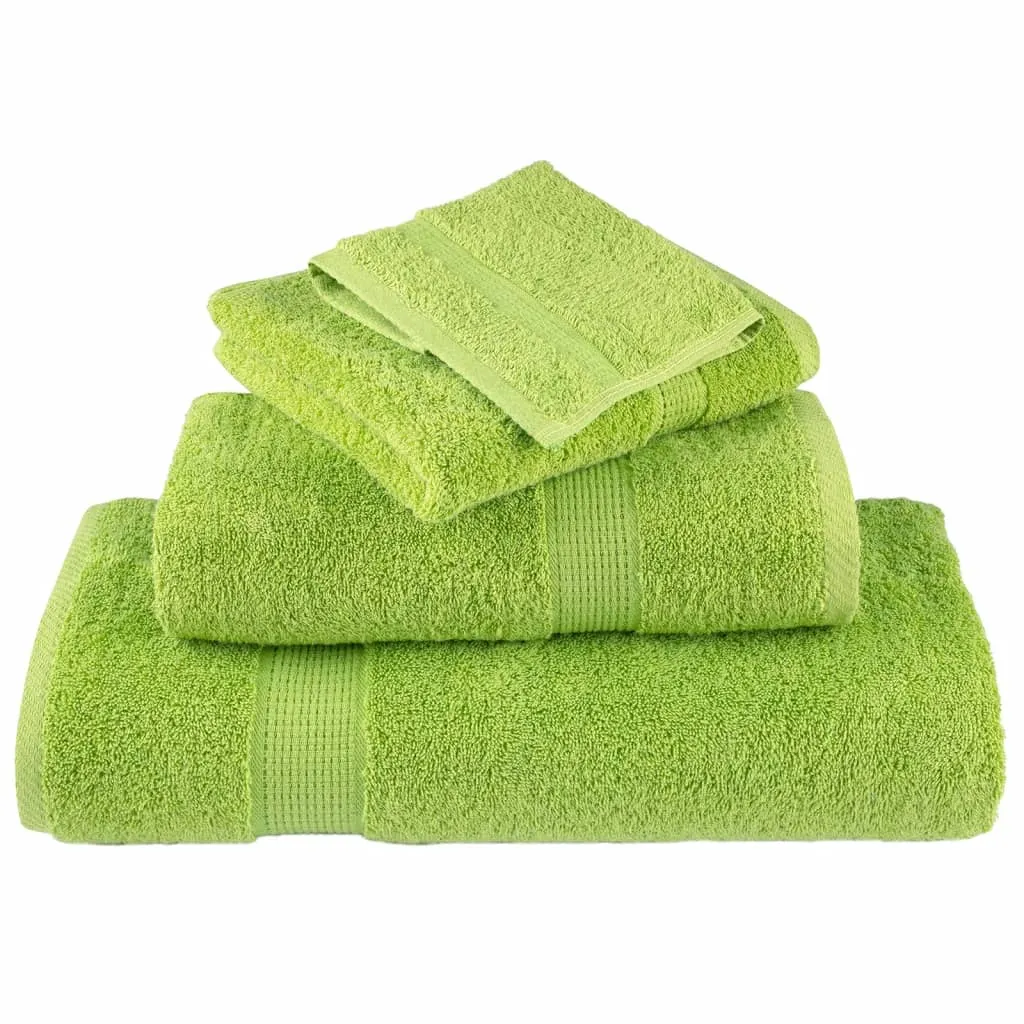 vidaXL 6 Piece Premium Towel Set SOLUND - Apple Green, 600 GSM, Super Soft & Absorbent Cotton Towels