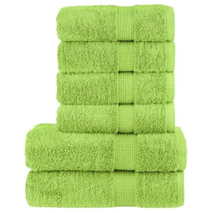 vidaXL 6 Piece Premium Towel Set SOLUND - Apple Green, 600 GSM, Super Soft & Absorbent Cotton Towels