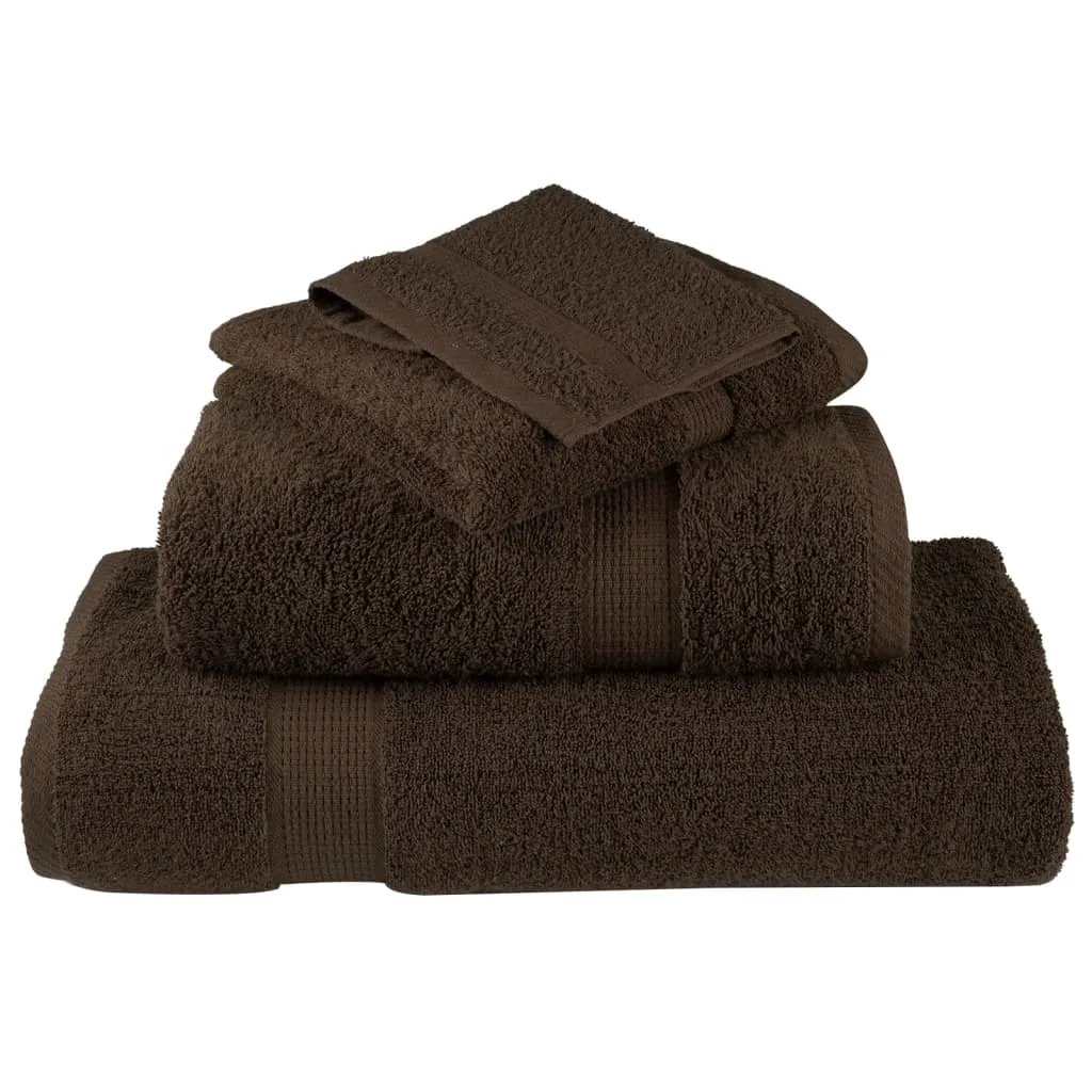 vidaXL 6 Piece Premium Towel Set SOLUND Brown - Super Soft 100% Cotton, Absorbent 600 GSM, OEKO-TEX Certified, Machine Washable