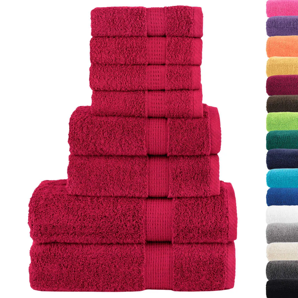 vidaXL 8 Piece Premium Towel Set SOLUND Red 600 gsm - Luxurious Soft & Absorbent for Home & Spa Use