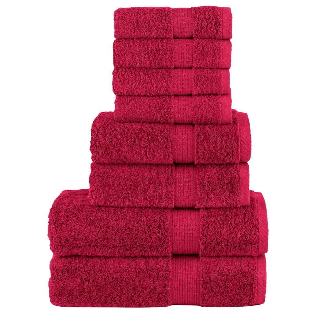 vidaXL 8 Piece Premium Towel Set SOLUND Red 600 gsm - Luxurious Soft & Absorbent for Home & Spa Use