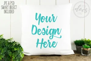 White Linen Pillow Mockup | White Pillow Mock-Up